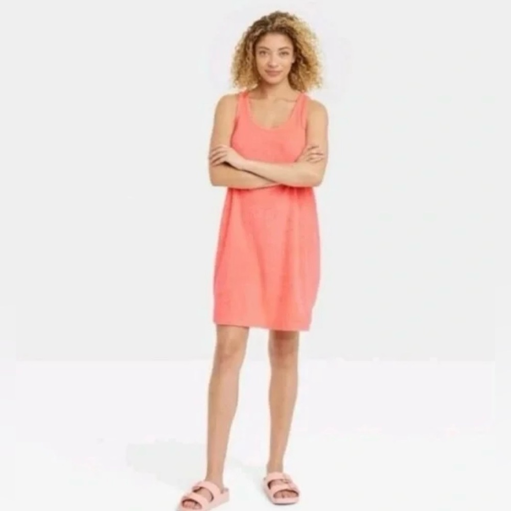 A New Day Coral Terry Sleeveless Tank Dress NWT, Sz M